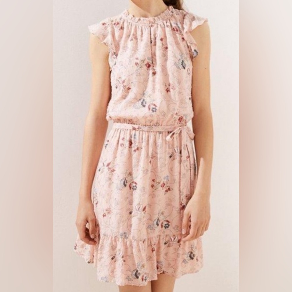 New Ann Taylor LOFT pink clip dot floral dress 16 Plus - Picture 1 of 6